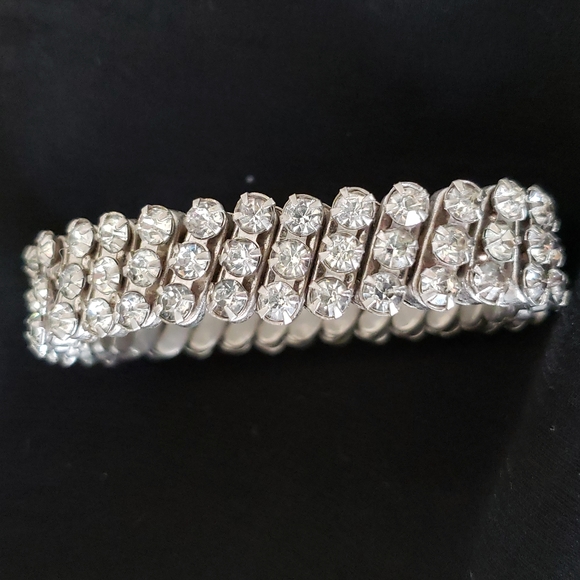 VTG Rhinestone stretch bracelet, 60ies - Picture 2 of 10